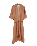 Morgenmantel, Bademantel in terrakotta mit Kordel zum Binden.