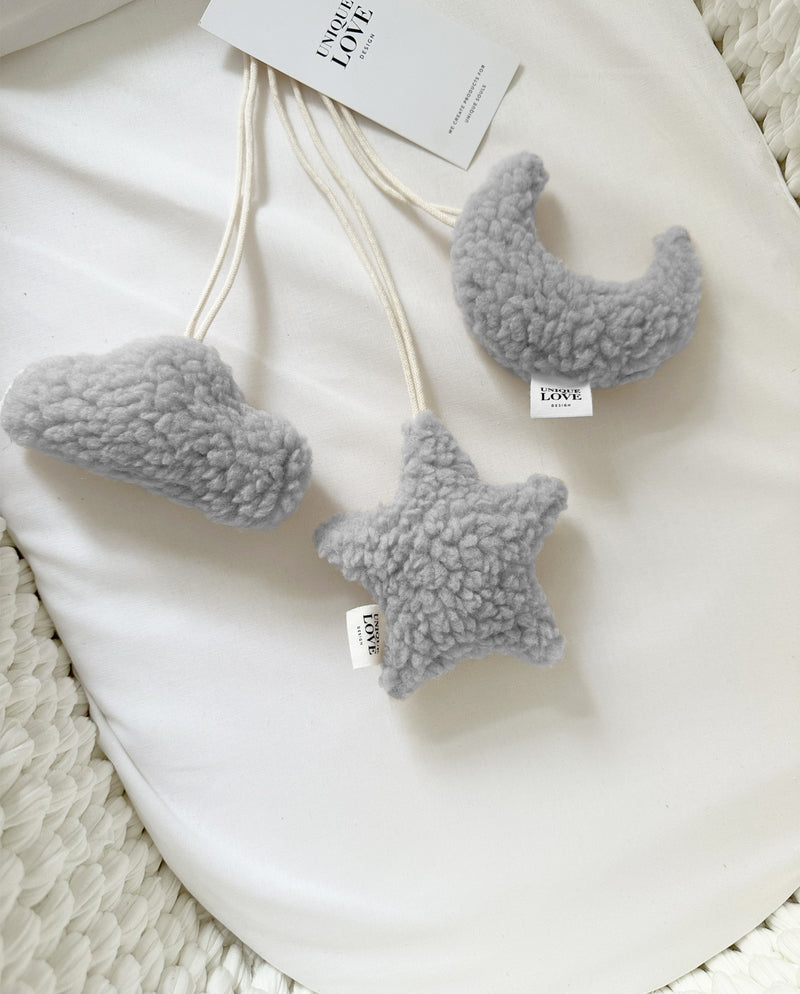 Play arch set for cradle frame-Love you to the moon and back | White &amp; Grey