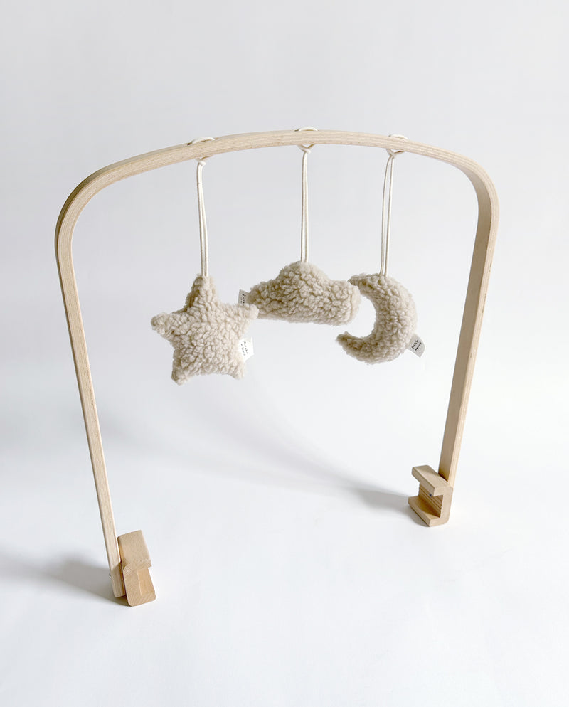 Play arch set for cradle frame-Love you to the moon and back-Natural &amp; Soft sand