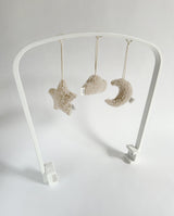 Play arch set for cradle frame-Love you to the moon and back-White &amp; Soft sand