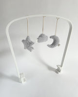 Play arch set for cradle frame-Love you to the moon and back | White &amp; Grey