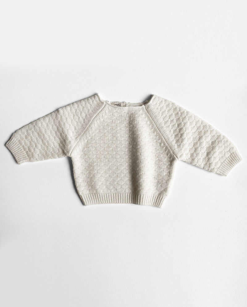 Cashmere Baby Sweater in creme.
