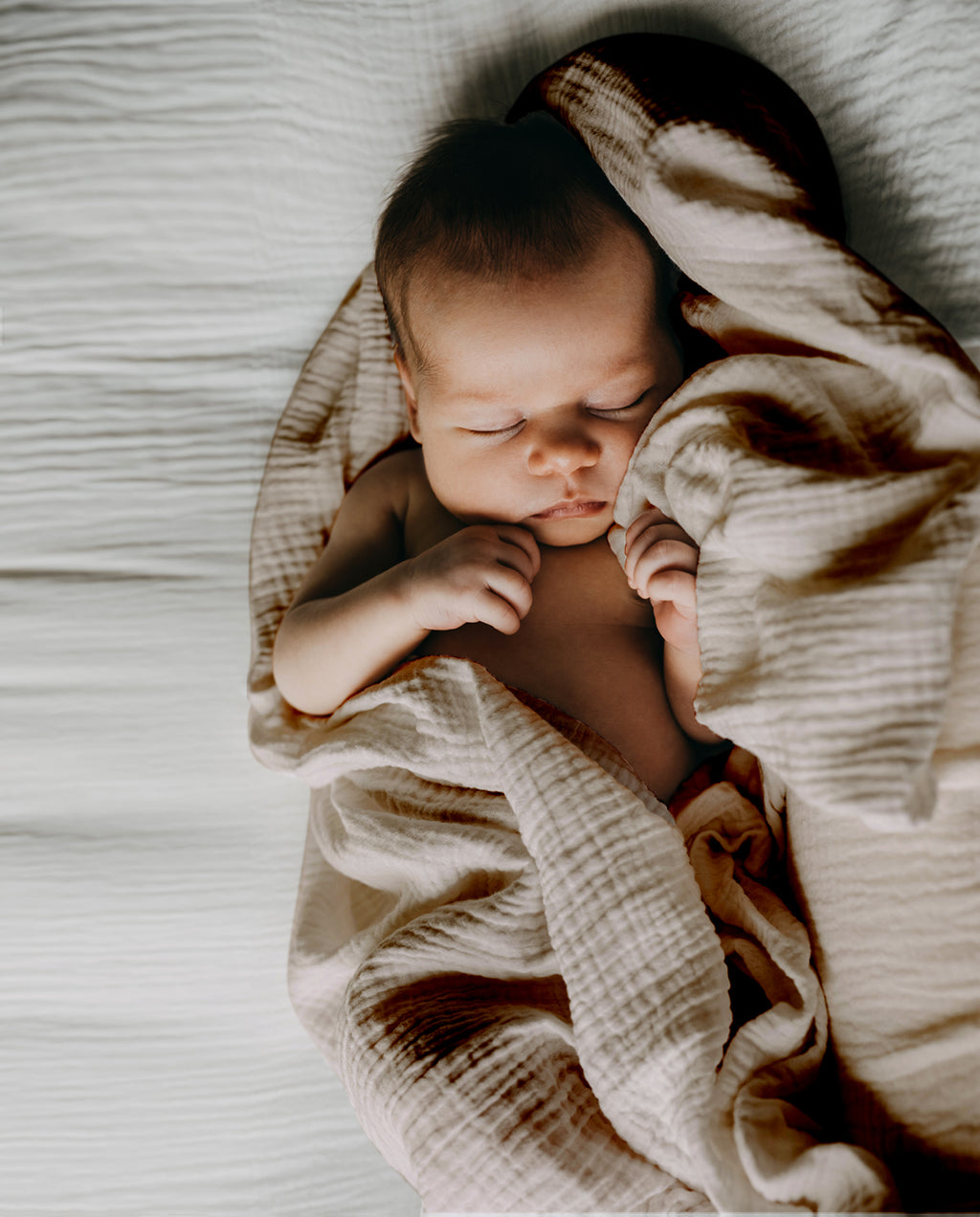 Muslin blanket/baby blanket in sand colour Unique Love – Unique