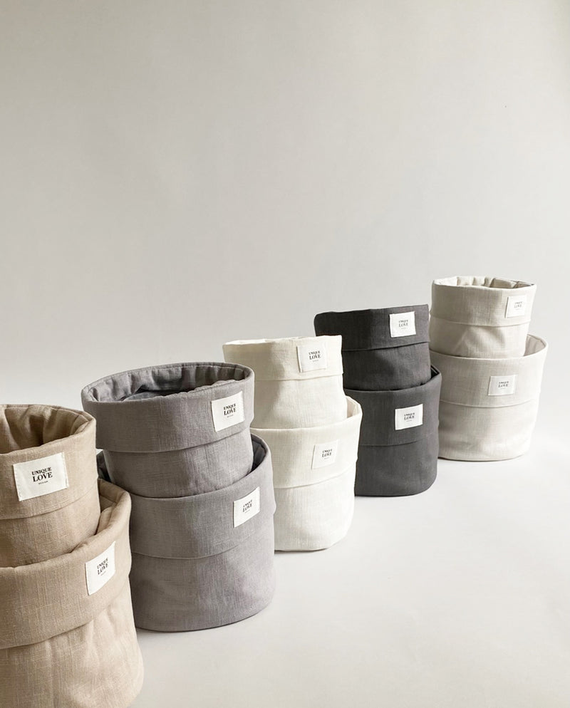 Storage baskets set of 2 Linen | soft grey